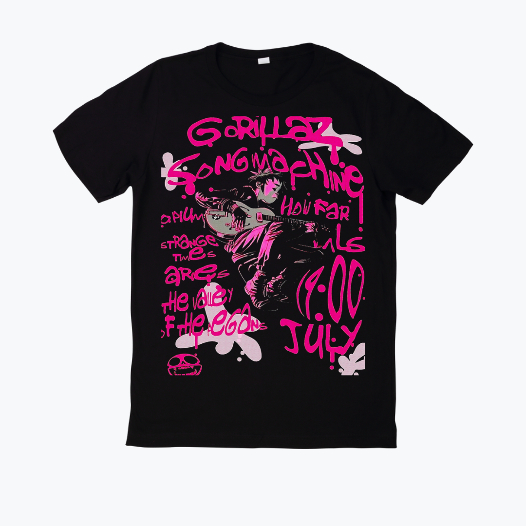 Polera negra estampado Gorillaz Diseño 11