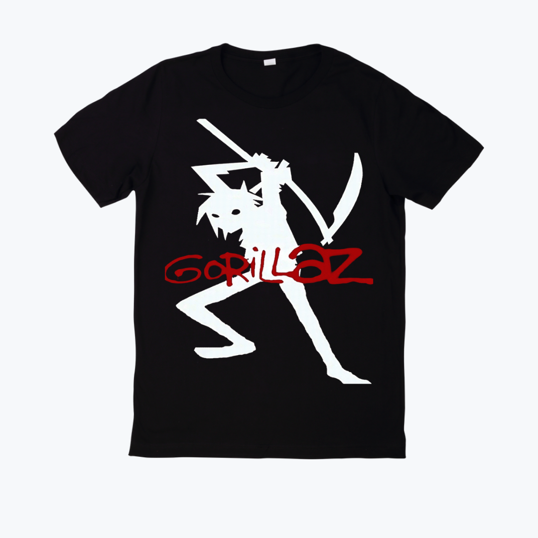 Polera negra estampado Gorillaz Diseño 13