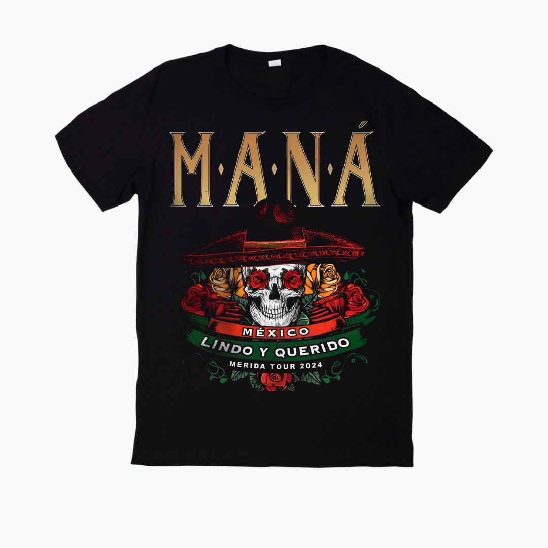 Polera negra estampado Maná Diseño 01