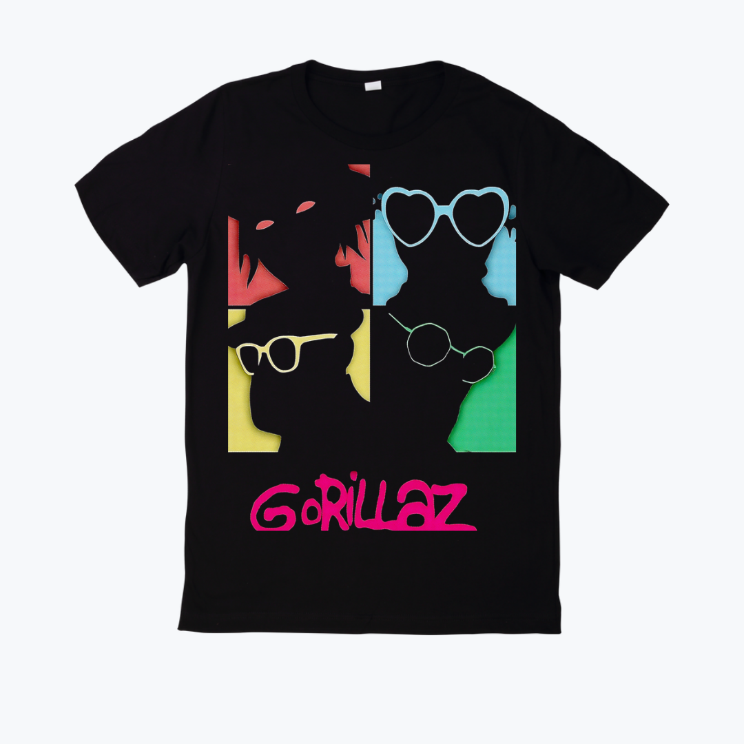 Polera negra estampado Gorillaz Diseño 04