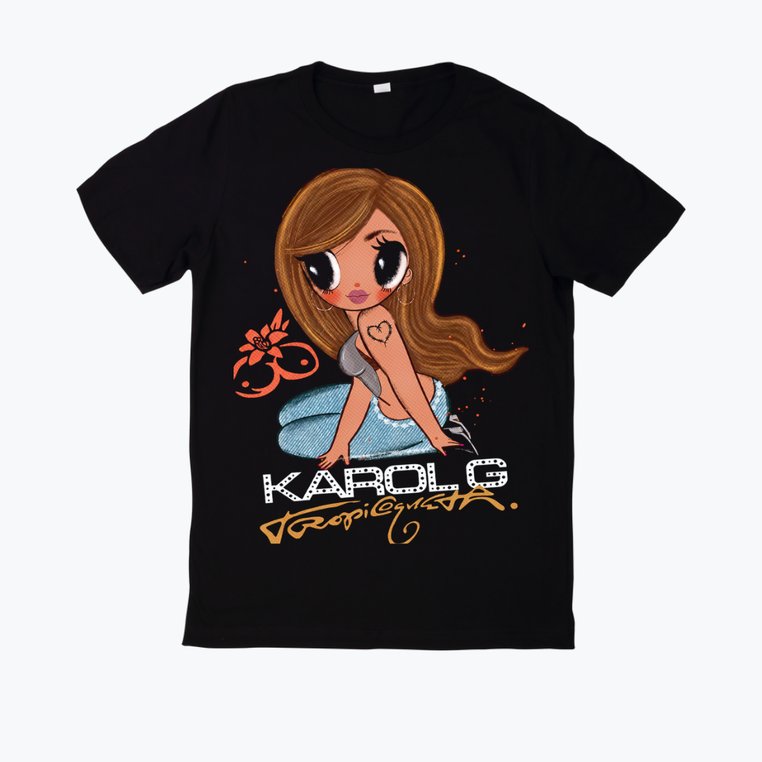 Polera negra estampado Karol G Diseño 24