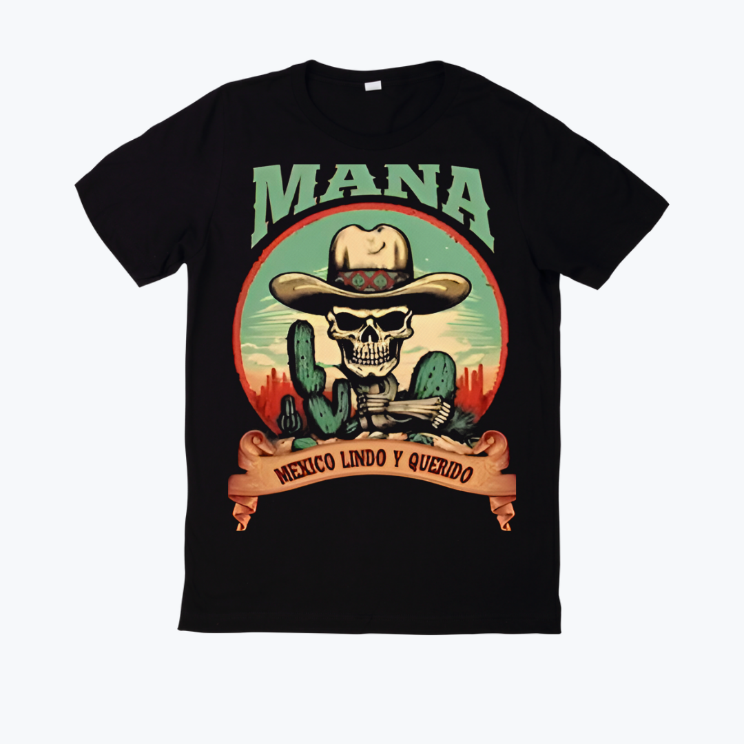 Polera negra estampado Maná Diseño 02