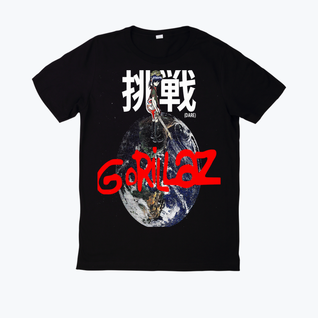 Polera negra estampado Gorillaz Diseño 02