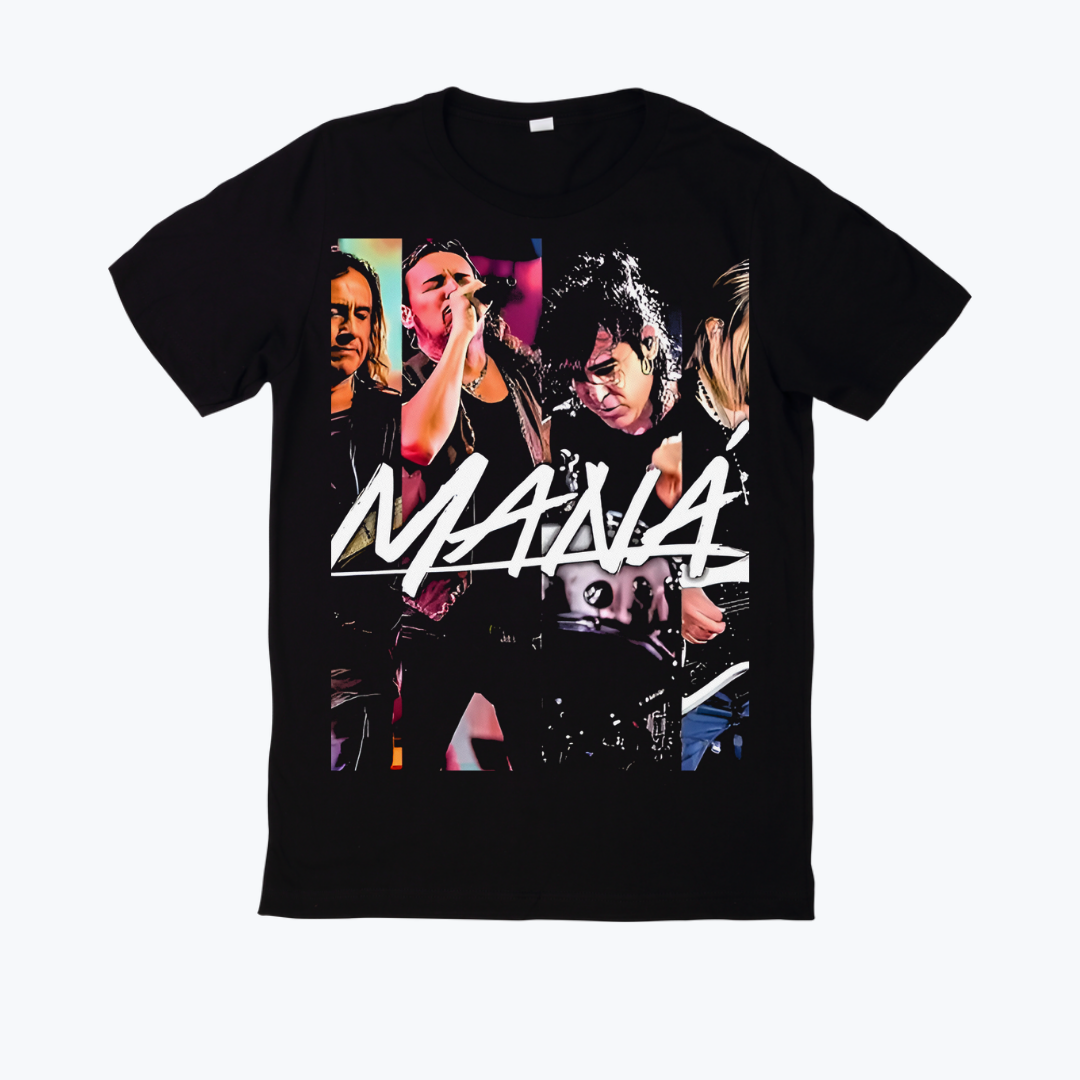 Polera negra estampado Maná Diseño 08