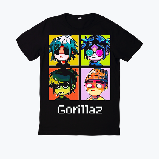 Polera negra estampado Gorillaz Diseño 03