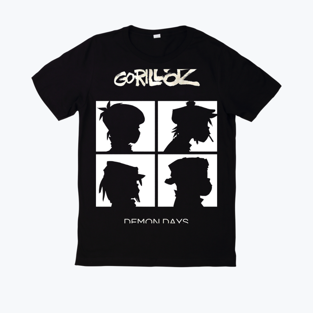 Polera negra estampado Gorillaz Diseño 12