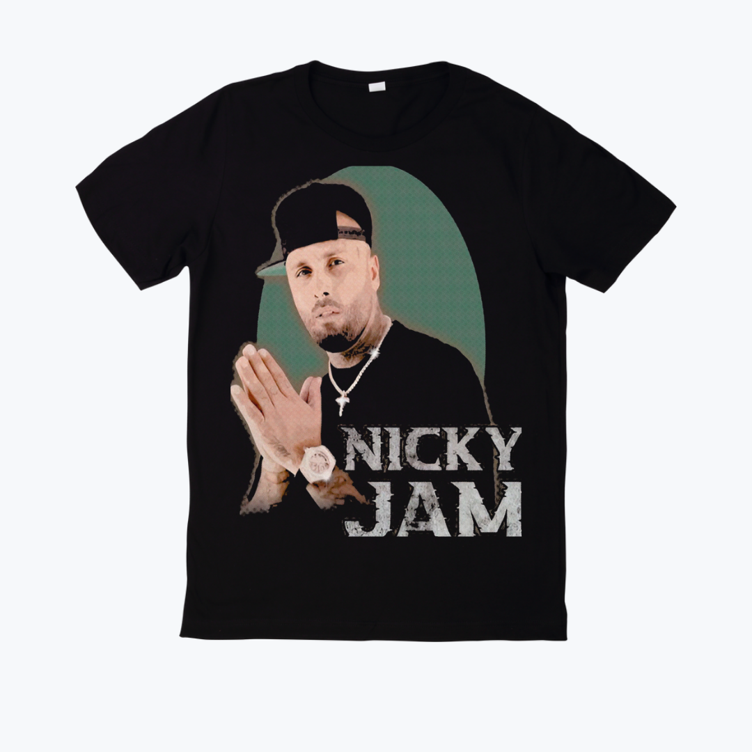 Polera negra estampado Nicky Jam Diseño 01