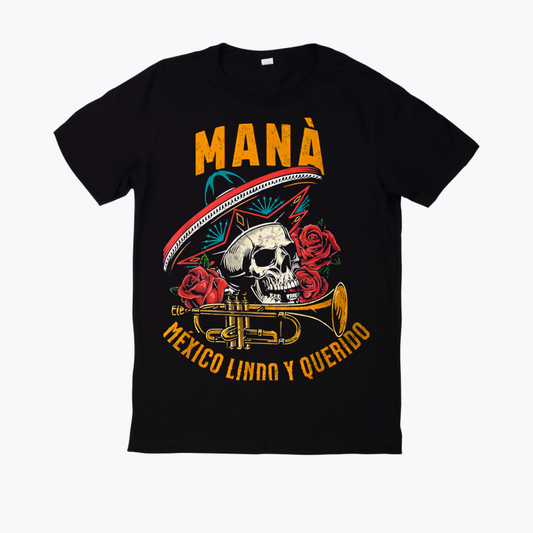 Polera negra estampado Maná Diseño 05