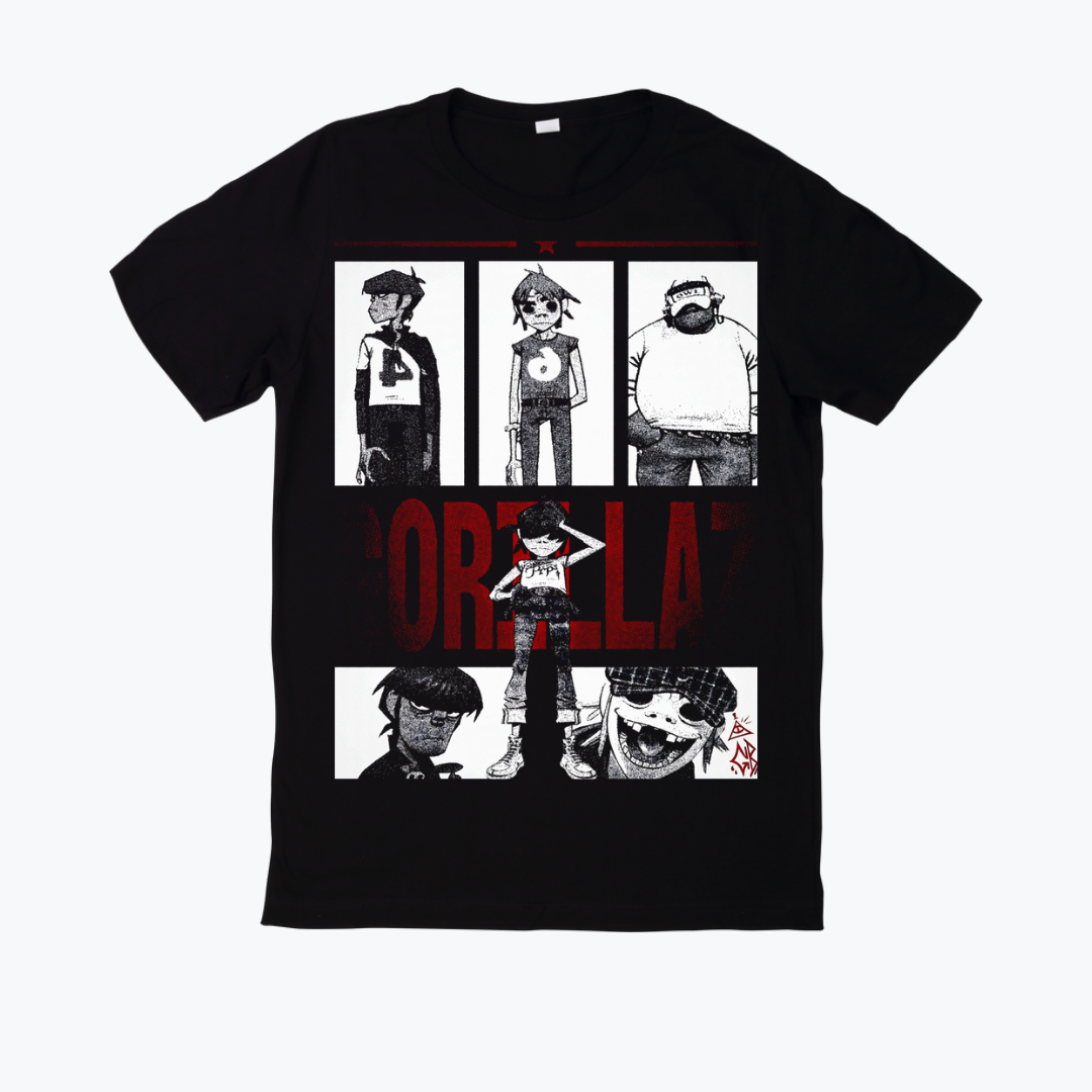 Polera negra estampado Gorillaz Diseño 07