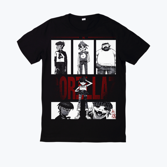Polera negra estampado Gorillaz Diseño 07