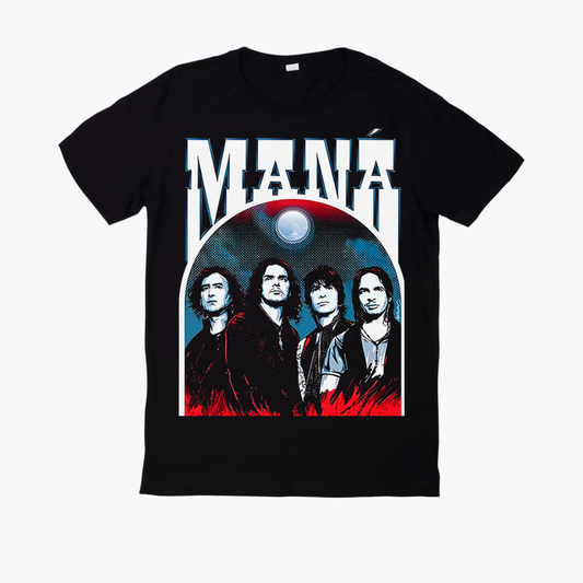Polera negra estampado Maná Diseño 03