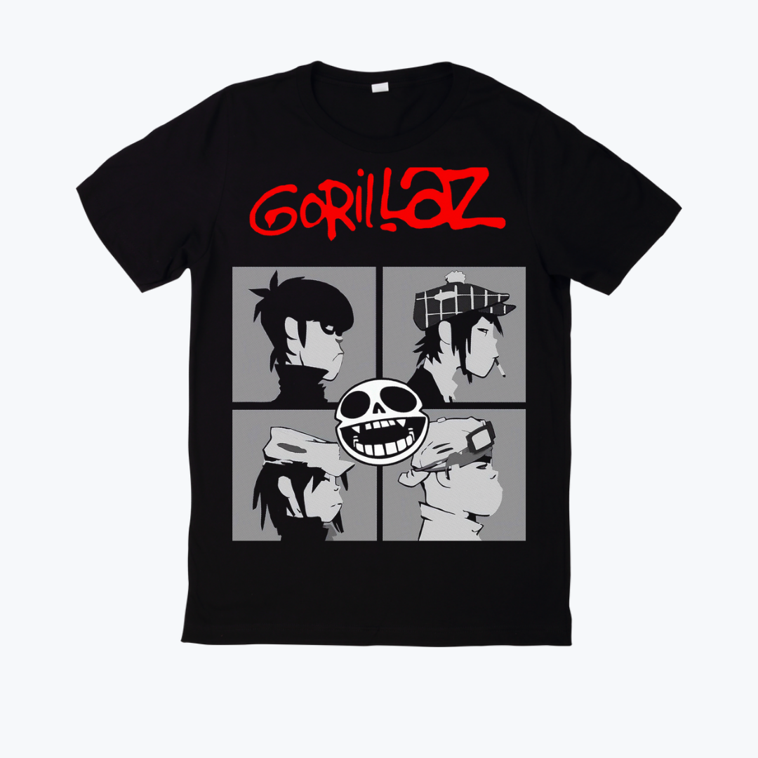 Polera negra estampado Gorillaz Diseño 09