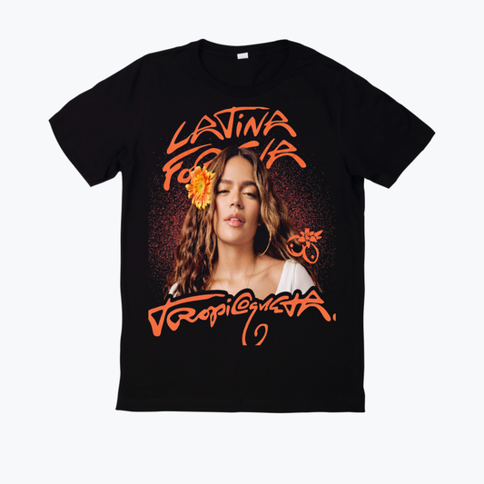 Polera negra estampado Karol G Tropitour Diseño 03