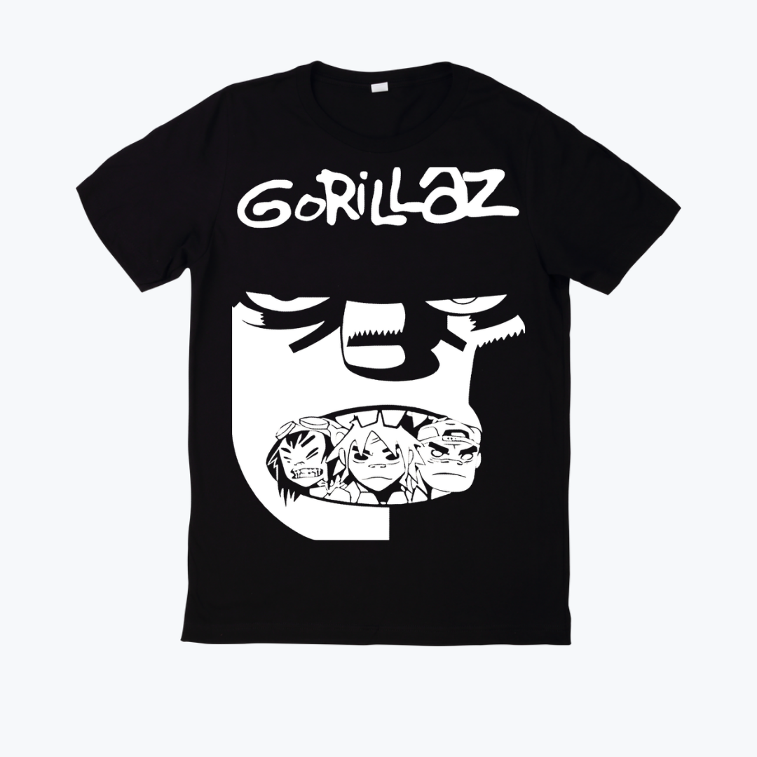 Polera negra estampado Gorillaz Diseño 06